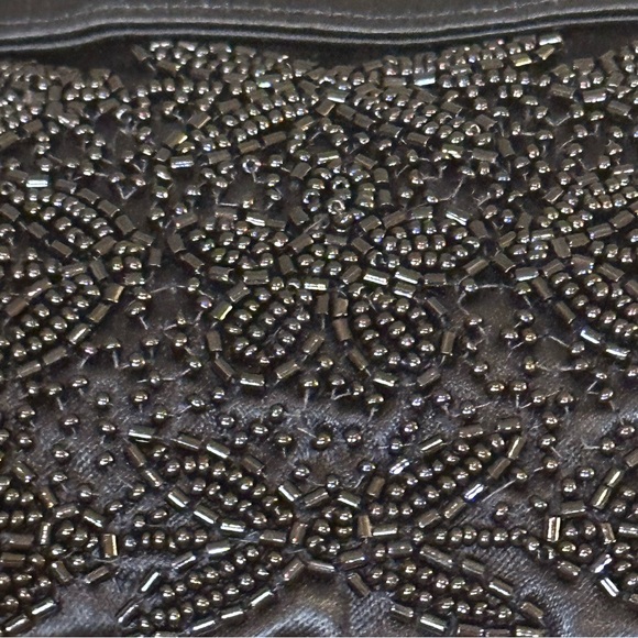 🌟2xHP🌟VTG 1960 Marie Antoinette of Paris Black Micro Bead Satin Evening Clutch - Picture 15 of 15